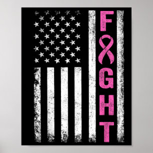 Affiche Fight Breast Survivor American Flag Cancer du sein