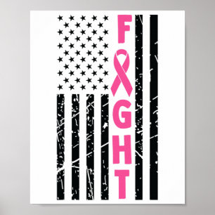Affiche Fight Breast Survivor American Flag Cancer du sein