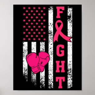 Affiche Fight Breast Survivor American Flag Cancer du sein