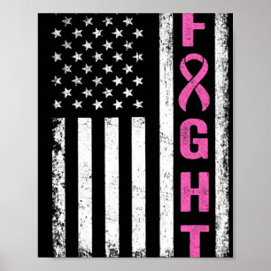Affiche Fight Breast Survivor American Flag Cancer du sein
