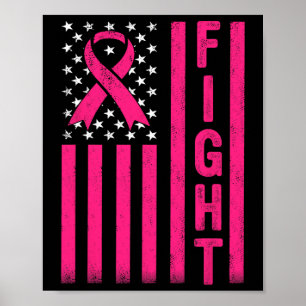 Affiche Fight Breast Warrier American Flag Cancer du sein