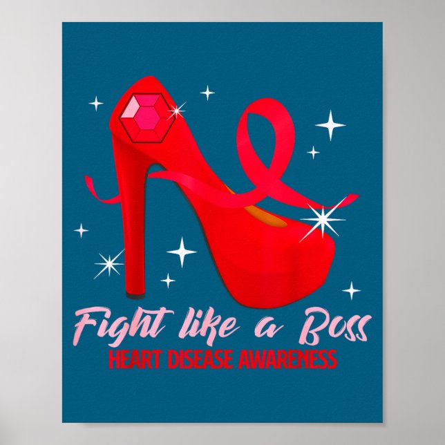 Affiche Fight Like A Boss Heart Health Heart Disease Aware (Devant)
