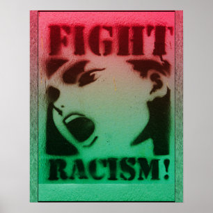 Affiche Fight Racism in Red Black and Green