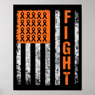 Affiche fight.support for Leukemia Awareness orange Ribbon