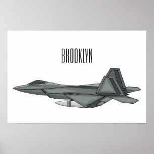 Affiche Fighter aircraft cartoon illustration 