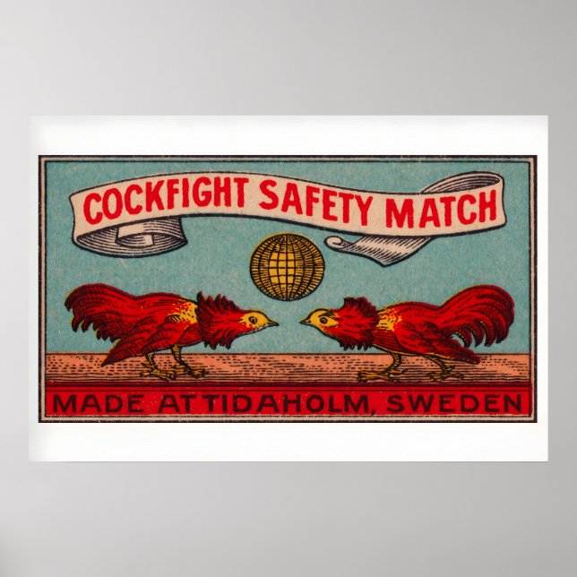 Affiche Fighting Roosters - Matchbox Print - Sweden Wall (Devant)