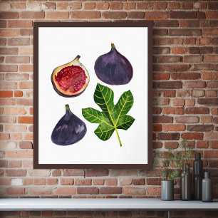 Affiche Figs Fall Fruity Watercolor Art