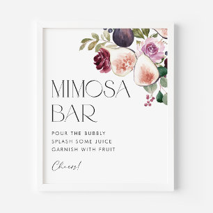 Affiche Figues et Berry Floral Fête des mariées Mimosa Bar