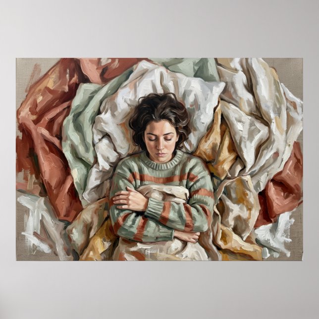 Affiche figurative de femme au lit (Devant)