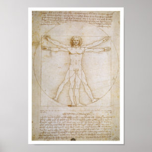 Affiche Figure humaine en cercle, illustrant la proportion