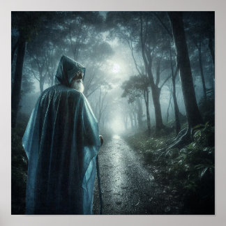 Affiche Figure mystique dans une forêt brumeuse
