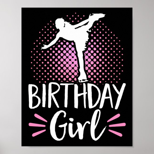 Affiche Figure Skater Birthday Girl Ice Skating (Devant)