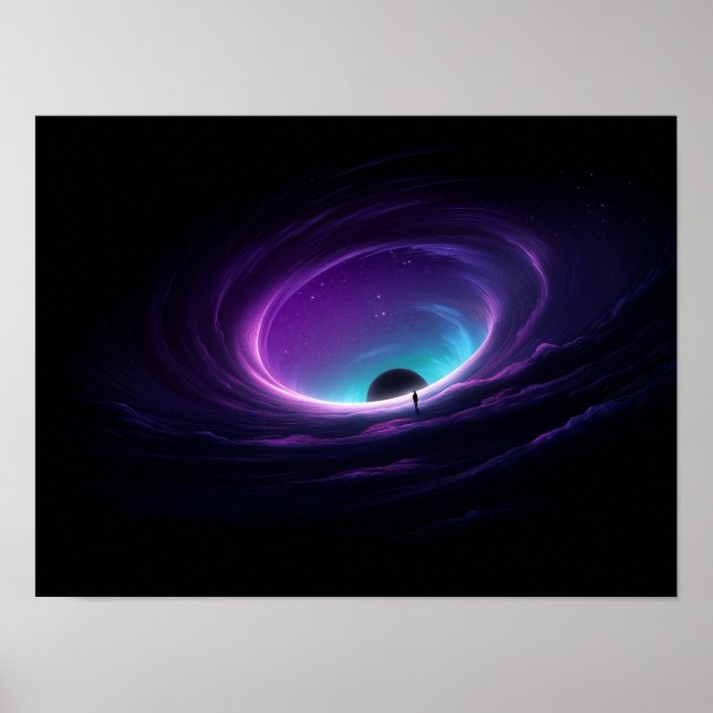 Affiche Figure solitaire au bord du vortex cosmique pourpr (Devant)