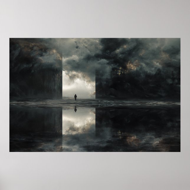 Affiche Figure Solitaire Miroir de Nuage Orageux Abîme (Devant)