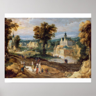 Affiche Figures dans un paysage avec le bey de village et