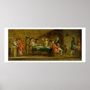 Affiche Figures dans une taverne ou un café, 1720s (huile