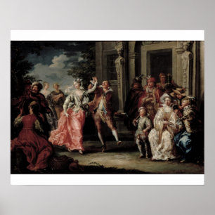 Affiche Figures dansant en dehors d'un palais (paires avec
