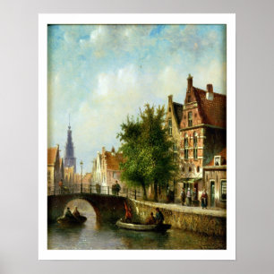 Affiche Figures sur un canal, Amsterdam (huile sur le