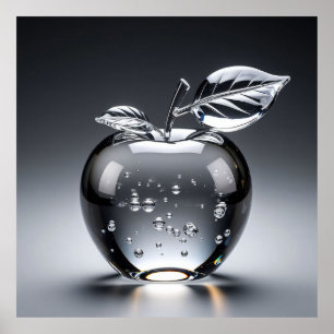 Affiche Figurine de pomme en cristal avec design clair