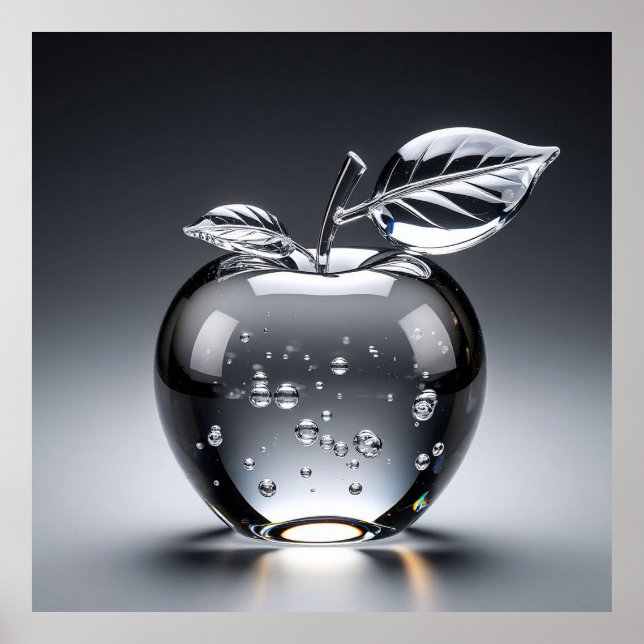 Affiche Figurine de pomme en cristal avec design clair (Devant)