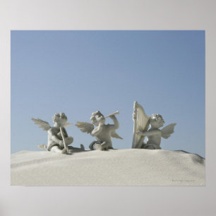 Affiche figurines anges avec instruments de musique sur