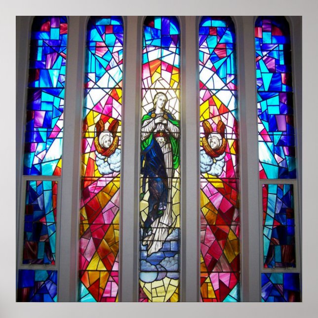 Affiche Figurines dans l'affiche de la fenêtre en verre te (Devant)