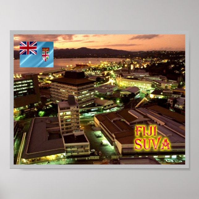 Affiche Fiji -  Suva at Night - (Devant)