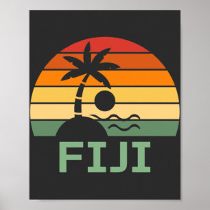 Affiche Fiji Vintage Palm Trees Summer Beach