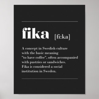 Affiche Fika définition de la pause café de Suède T-Shi