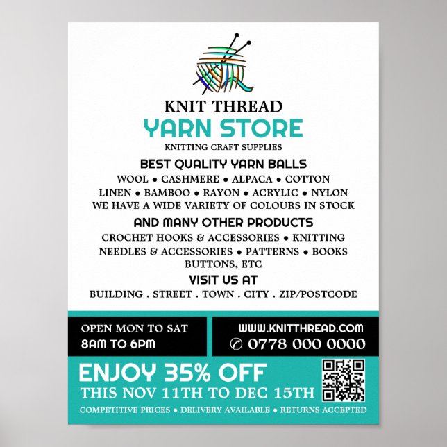 Affiche Fil Abstrait, Tricot, Fil (Devant)