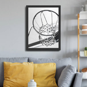 Affiche Filet de panier de basketball noir et blanc