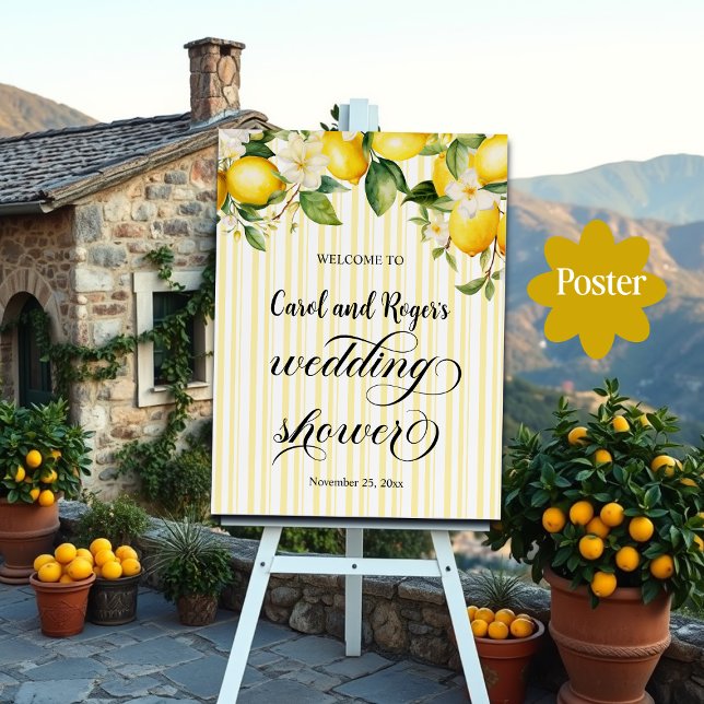 Affiche Filiale de citron Wedding shower d'été méditerrané (Créateur téléchargé)