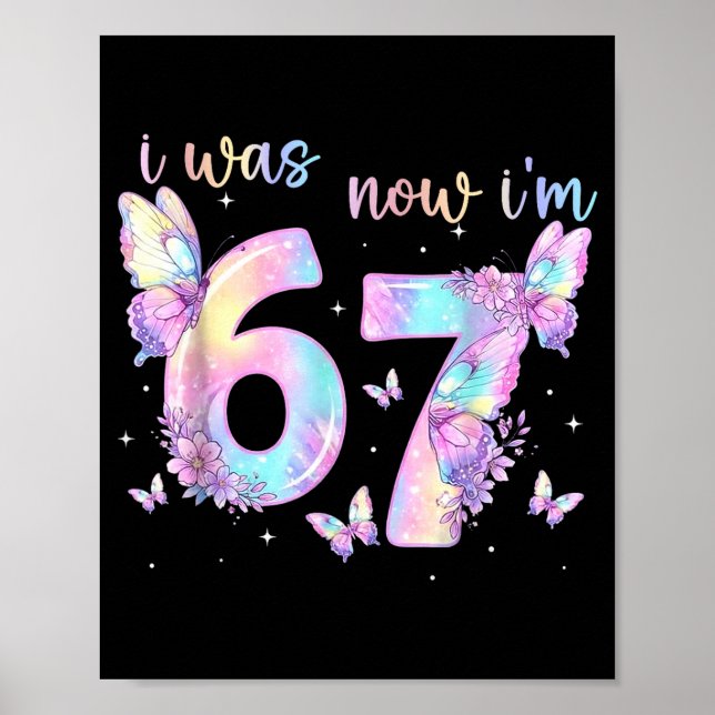 Affiche Fille 6 7 ans papillon 7ème anniversaire (Devant)
