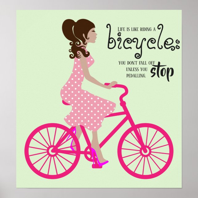 Affiche Fille À Vélo Rose (Devant)