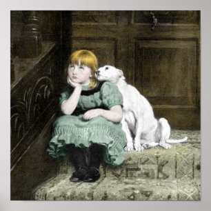 Affiche Fille adorée par un chien