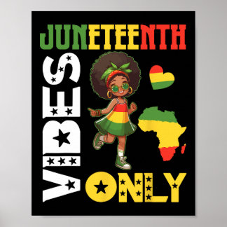 Affiche Fille Afro-Américaine Dansant Juneteenth Vibes Onl