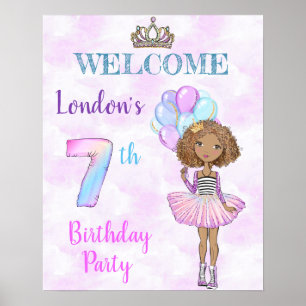 Affiche Fille afro-américaine de 7 ans pour son anniversai