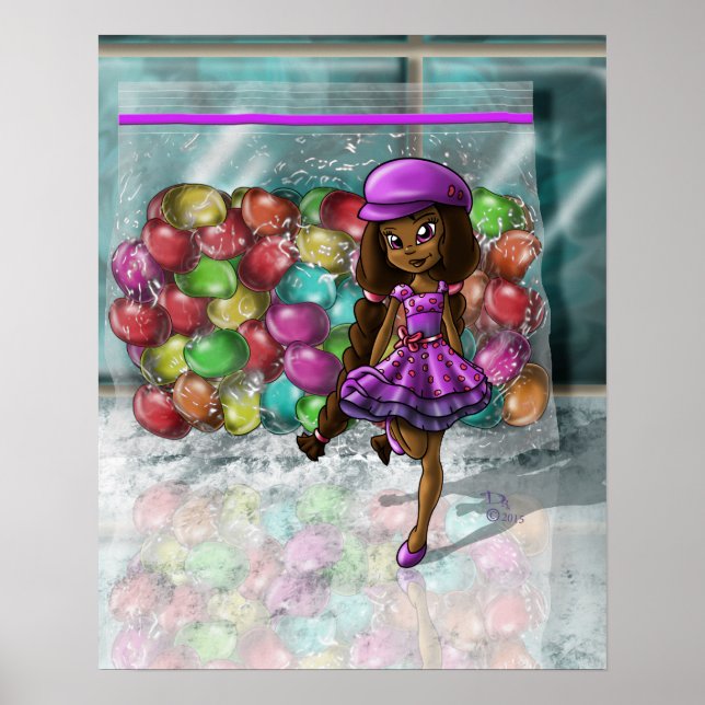 Affiche Fille afro-américaine et Jellybeans (Devant)