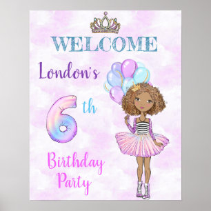 Affiche Fille afro-américaine pour son 6ème anniversaire p