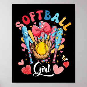 Affiche Fille amoureuse de softball Équipement de bowling
