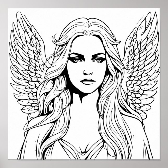 Affiche Fille Ange Gardien Noir et Blanc  (Devant)