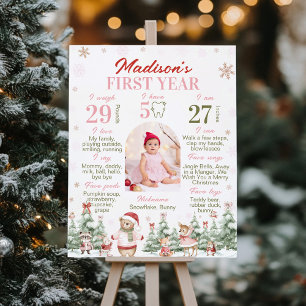 Affiche Fille Animaux Forêt Hivernale Photo Jalons Anniver