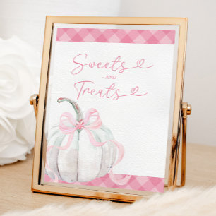 Affiche Fille anniversaire citrouille rose preppy douceurs