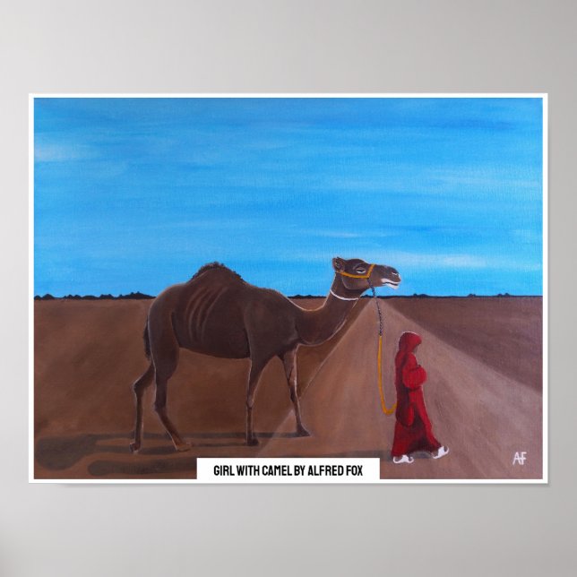 Affiche Fille au chameau Peinture par Alfred Fox (Devant)