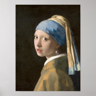 Affiche Fille au collier de perles