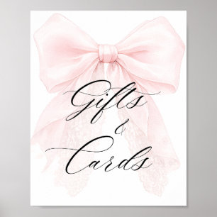 Affiche Fille au Nœud Rose Carte de Cadeau de Baby Shower