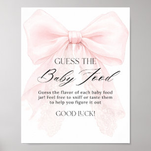 Affiche Fille au nœud rose Fête moderne de bébé Devinez la