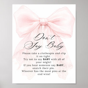 Affiche Fille au Nœud Rose Fête Moderne de Bébé Jeu