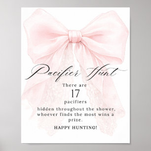 Affiche Fille au Nœud Rose Jeu de Baby Shower Moderne