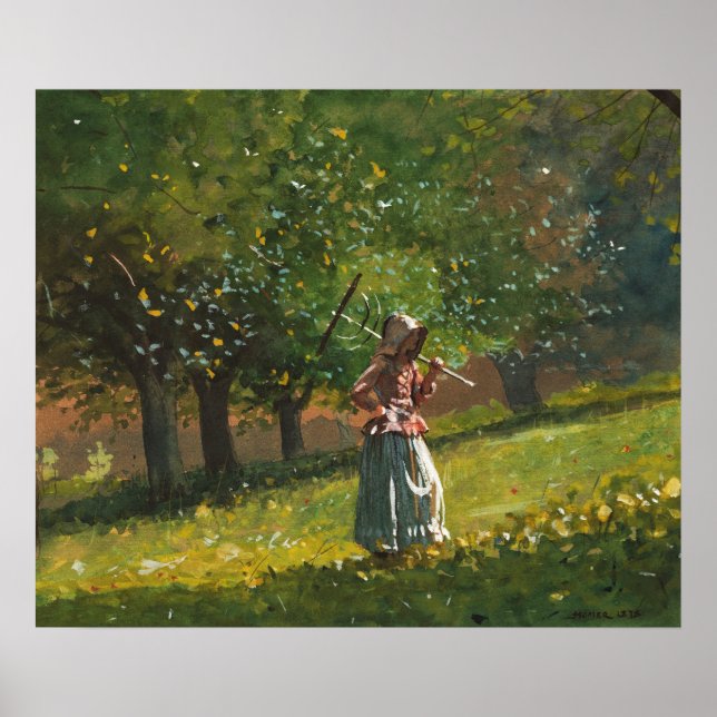 Affiche Fille au râteau à foin (Devant)